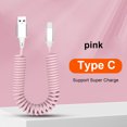 thumbnail image 3 of facefd Câble de Chargement Rétractable Fil de Chargeur de Téléphone Intelligent Téléphone Intelligent Voyage Remplaçable Cuivre Plastique Cordon de Données Bureau Hôtel 5A Type-C Rose, 3 of 5