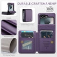 thumbnail image 4 of ELEHOLD Wallet Case for Samsung Galaxy Z Flip 6, premium PU leather zipper card holder phone case zipper card holder phone case,Purple, 4 of 7