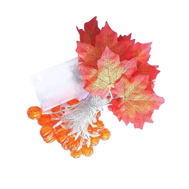WLOELOEW Halloween Pumpkin And Maple Leaf Led String Lights Battery Operated 196.85 Inches For Outdoor Indoor Decor Plastic Material Set D D