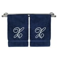 thumbnail image 2 of Monogrammed Hand Towel, Personalized Gift, 16 x 30 Inches - Set of 2 - Silver Embroidered Towel - Extra Absorbent 100% Turkish Cotton- Soft Terry Finish - For Bathroom, Kitchen and Spa- Script X Navy, 2 of 3