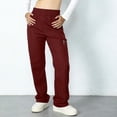 thumbnail image 6 of Miluxas Spring Wide Leg Cargo Pants for Women Loose Fit Elastic High Waisted Parachute Pants with Pockets Outdoor Sports Slacks Wine, 6 of 8