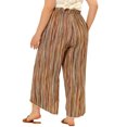 thumbnail image 3 of Pantalones de talla grande para mujeres, pantalones fluidos de rayas con cintura elástica, pierna ancha 4X marrón, 3 of 6