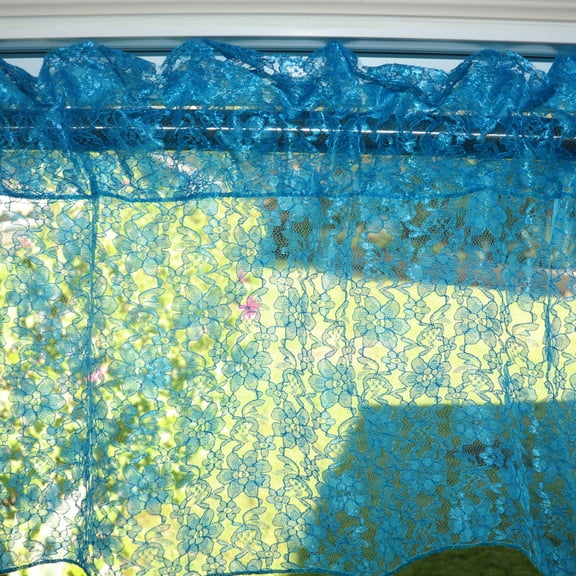 Floral Lace Window Valance 58 Inch Wide Turquoise