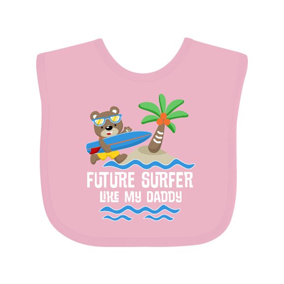 Inktastic Surfing Future Surfer Like Daddy Boys or Girls Baby Bib