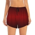thumbnail image 2 of Picia Red Geometric Pattern Women's 2 in 1 Athletic Running Shorts High Waisted Workout Casual Gym Sweat Shorts with Comfy Liner Zipper Pockets-Medium, 2 of 9