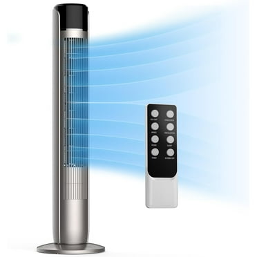 Tower Fan for Bedroom, Standing Fan with 28dB Quiet for Sleep, Remoter, 12H Timer, 25ft/s Velocity, 5 Speeds, 4 Modes, 60° Oscillation for Home, Office, Indoor, Bladeless 35 inch, Black