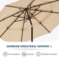 thumbnail image 5 of wikiwiki 10 FT-3 Tiers Patio Umbrellas with Base Included, Fade-Resistant, Waterproof Polyester DTY Umbrellas with 8 Sturdy Ribs for Garden, Lawn, Deck, Backyard and Pool,Beige, 5 of 5
