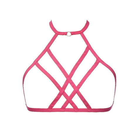 

1111Fourone Lingerie Valentine Present Premium Material Cupless Gallus Romantic Air Underwear Sexy Sweet Gift Harness Bras for Women Girl Rose Red