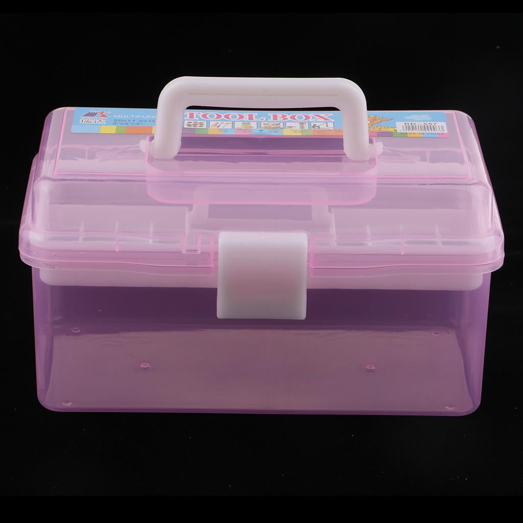 Multipurpose Store Container Organizer Box Case with Removable Tray and Handle for Art Craft Sewing Supplies