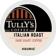 (4 pack) (4 Pack) Tully's Coffee Italian Roast Keurig Single-Serve K-Cup Pods, Dark Roast Coffee, 18 Count