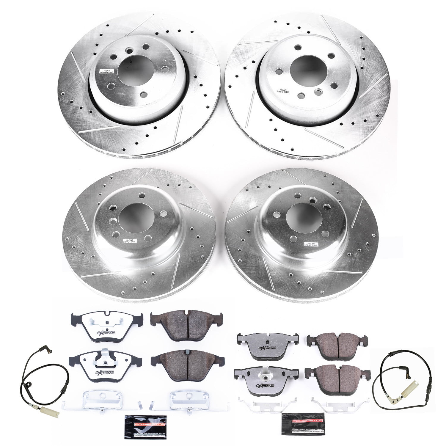 PowerStop Front and Rear Z26 Street Warrior Carbon-Fiber Ceramic Brake Pad and Drilled and Slotted Rotor Kit Fits: BMW Select Models K2877-26