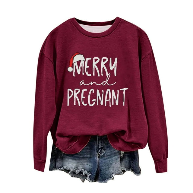 Birdeem Chandail de Noël pour Femmes Col Rond Imprimé Ample Manches Longues Sans Capuche