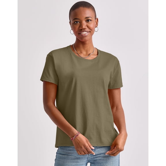 Hanes Essentials Women’s T-Shirt, 100% Cotton Relaxed-Fit Tee