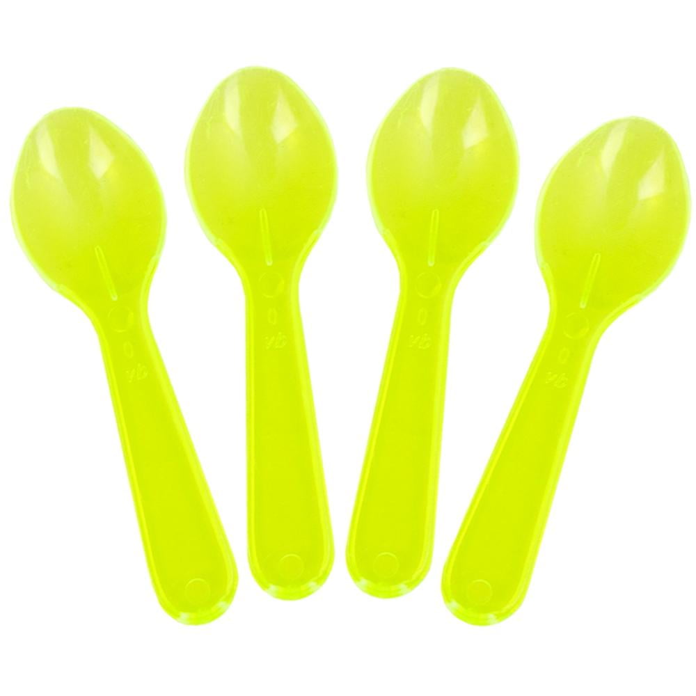 [25 Count] Transparent Yellow Mini Tasting Spoons 3 Inch Plastic