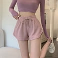 thumbnail image 3 of Pantalones cortos deportivos para correr y fitness para mujer, holgados, informales, de talla grande, con pierna ancha y cintura alta, de corte A, 3 of 4