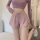 thumbnail image 4 of Pantalones cortos deportivos para correr y fitness para mujer, holgados, informales, de talla grande, con pierna ancha y cintura alta, de corte A, 4 of 5