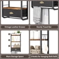 thumbnail image 6 of Bathroom Storage Organizer Wall Mounted, 3 Tier Bathroom Towel Rack Shelf with Storage Drawer Double Towel Bars and Hooks, Industrial Bathroom Shelves Over Toilet, Rustic Black and Brown, 6 of 9