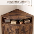 thumbnail image 5 of Jableast 33" Tall Farmhouse Corner Cabinet with Barn Door Design, Wooden Storage Cabinet with Open Display Shelf, Bathroom Cabinet with Hidden Storage for Living Room, Kitchen, Bathroom, Rustic Brown, 5 of 9