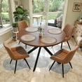 thumbnail image 6 of Hawsaiy 47" Round Dining Table for 4-6, Modern Farmhouse Kitchen Table with Metal Legs, Wood Circle Dinner Table for Kitchen & Dining Room, Walnut, 6 of 8