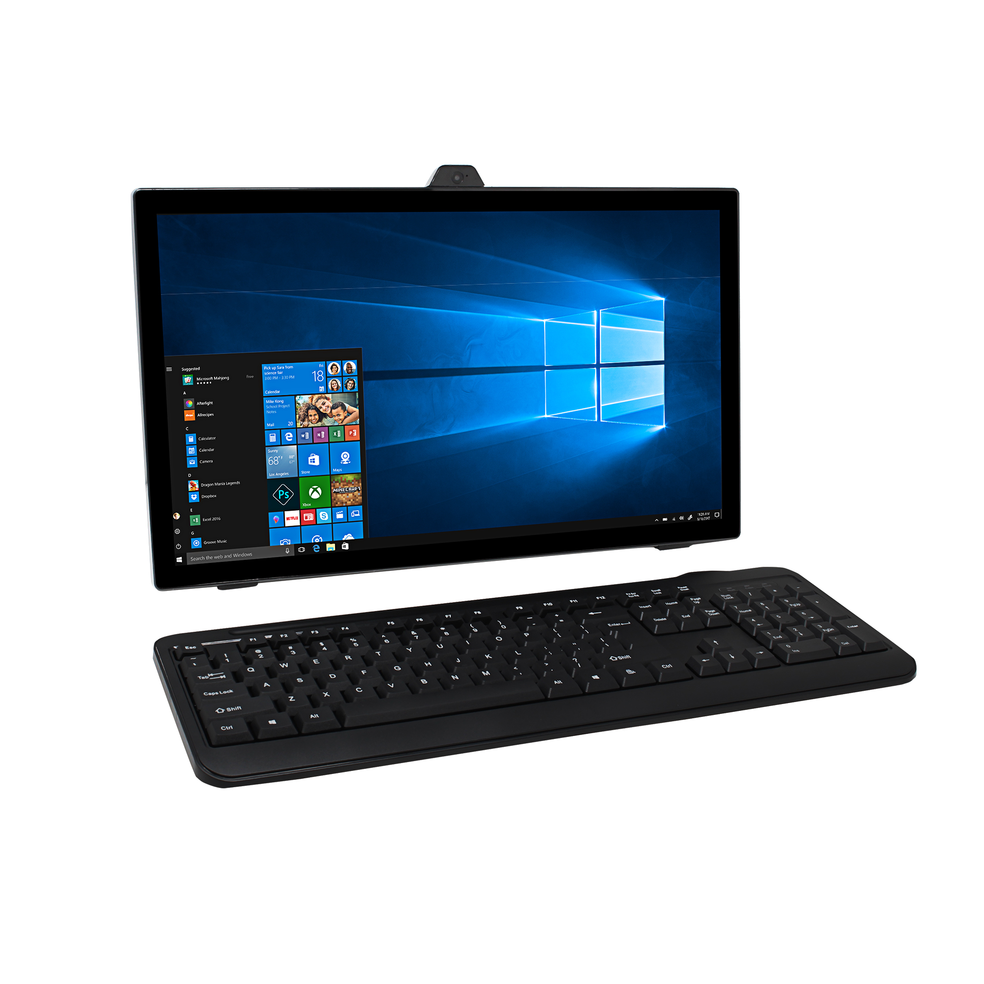 EVOO 18.5" All-in-One (AIO) Desktop with Wired Keyboard and Mouse, Quad Core, 2GB Memory, 32GB Storage, HDMI, Webcam, Windows 10 Home, Black - image 3 of 4