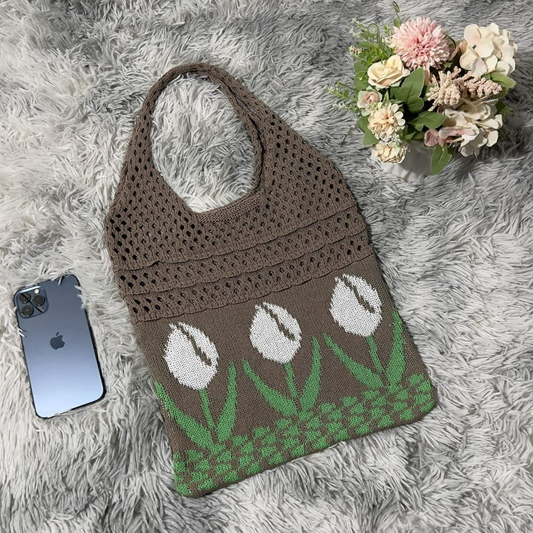 Pikadingnis Crochet Tote Bag Aesthetic Y2K Cute Hippie Bag Indie