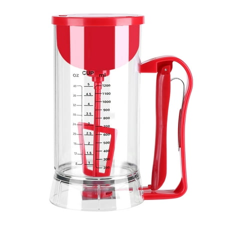 HERCHR 1200ml Pancake & Cupcake Batter Dispenser Gravy Grease Mixer Separator Perfect Baking Tool for Waffles, Muffin Mix, Crepes, Cake - Bakeware Maker with Measuring Label Home Kichen Food