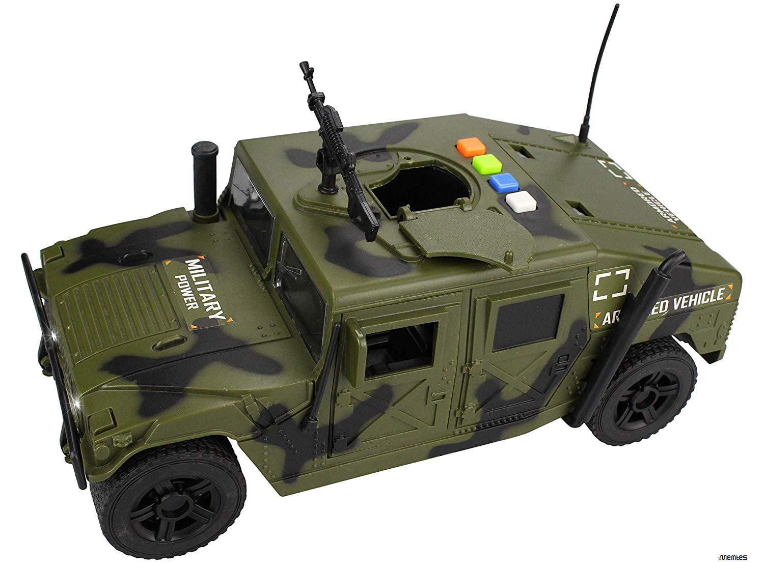 Can Open The Front 2 Doors and Back Memtes Friction Powered Military Fighter Army Truck Toy with Lights and Sounds 