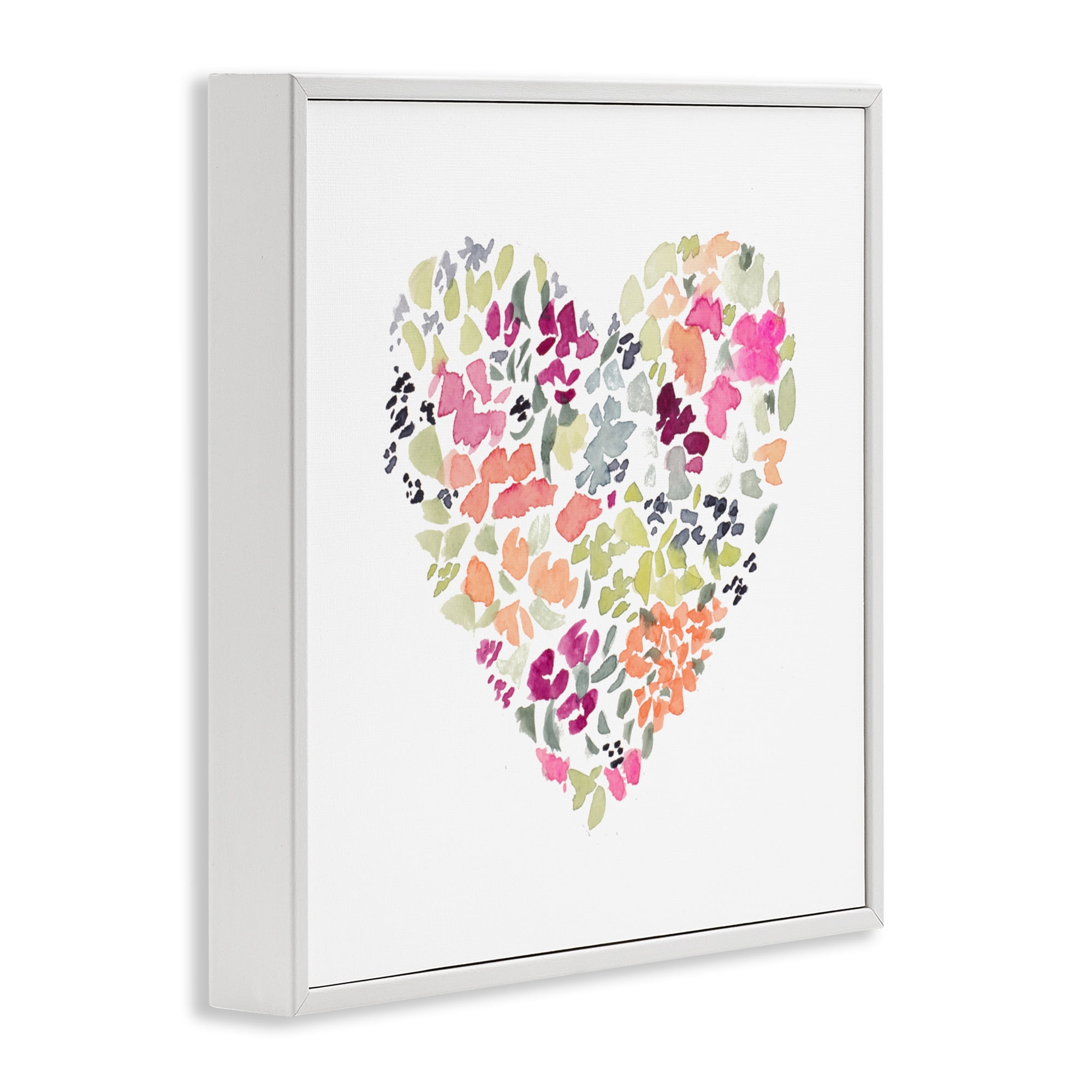 Stupell Industries Blooming Pastel Heart White Framed Giclee Art, design by Lanie Loreth