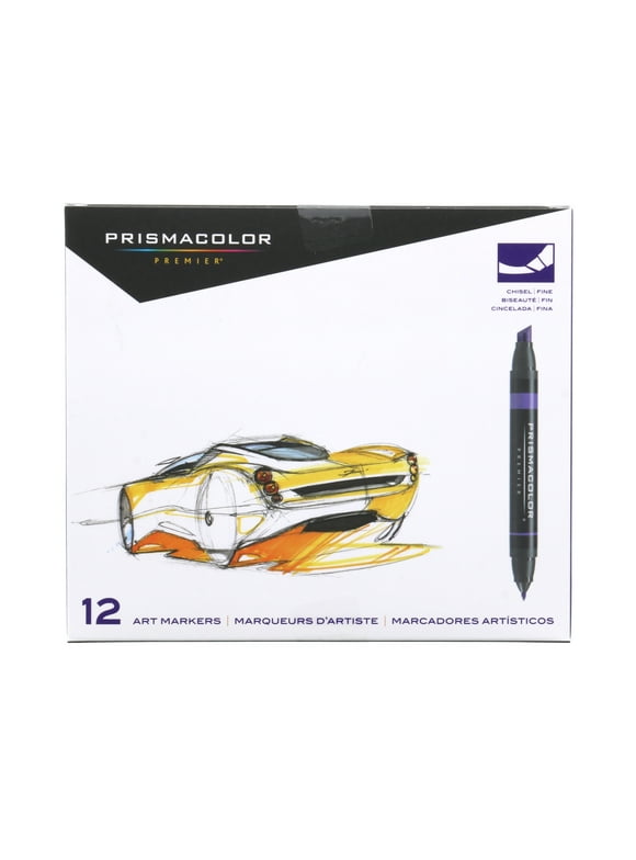 Prismacolor Premier Art Marker Set, Chisel/Fine, 12-Colors, Primary Colors