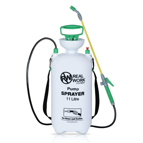 REALWORK 3-Gallon Handheld Tank Sprayer with Carry Handle and Shoulder Strap for Pests & Weeds, Watering Garden, and Spraying Plants, in Translucent White