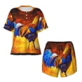 thumbnail image 4 of Naloa Colorful Rooster Women's Short-Sleeved Pajama Set, Loungewear, Summer pajamas, Breathable Cozy - 4X-Large, 4 of 9
