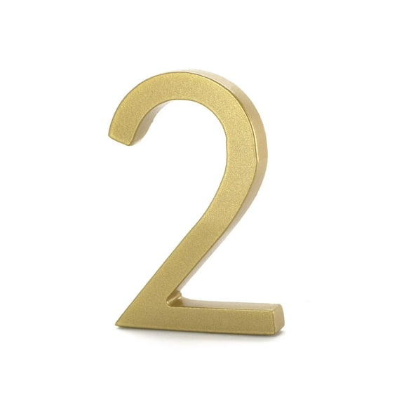 Montague Metal Products 6" Gold Floating or Flat Modern House Numbers 0-9 - 2