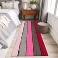 thumbnail image 4 of 2'x6' Rug Runners for Hallways Kitchen, Pink Wooden Non Slip Entryway Beside Floor Carpet Runner, Grey Red Stripe Gradient Country Rustic Grain Washable Laundry Room Bedroom Throw Rugs Mat, 4 of 8