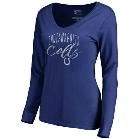 Women's Royal Indianapolis Colts Graceful Long Sleeve V-Neck T-Shirt