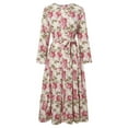 thumbnail image 4 of Abaya Dress for Elegant Women's Printed Dress Long Sleeve Robe Sun Skirt with Detachable Waist Belt, 4 of 7
