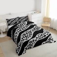 thumbnail image 3 of Homewish Black Grey Leopard Print Queen Comforter Set for Female, Fashion Lines Stripes Bedding Sets, Modern Abstract Ombre Reversible Bedding Comforter Set, Super Cozy Room Decor, 3-Piece, 3 of 8
