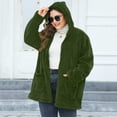 thumbnail image 6 of Lovskoo Winter Coats for Women Plus Size Fuzzy Fleece Hooded Zipper Long Sleeve Solid Color Plush Long Sleeve Hooded Casual Jacket Green, 6 of 7