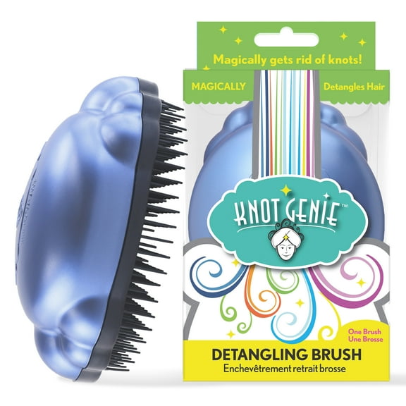 Knot Genie Detangling Hair Brush for Kids | Original Full Size | Perfect for Curly Hair, Gently Separate Tangles, Leaves Hair Smooth & Shiny | The Pain Free Knot Detangler (Blue Skies)