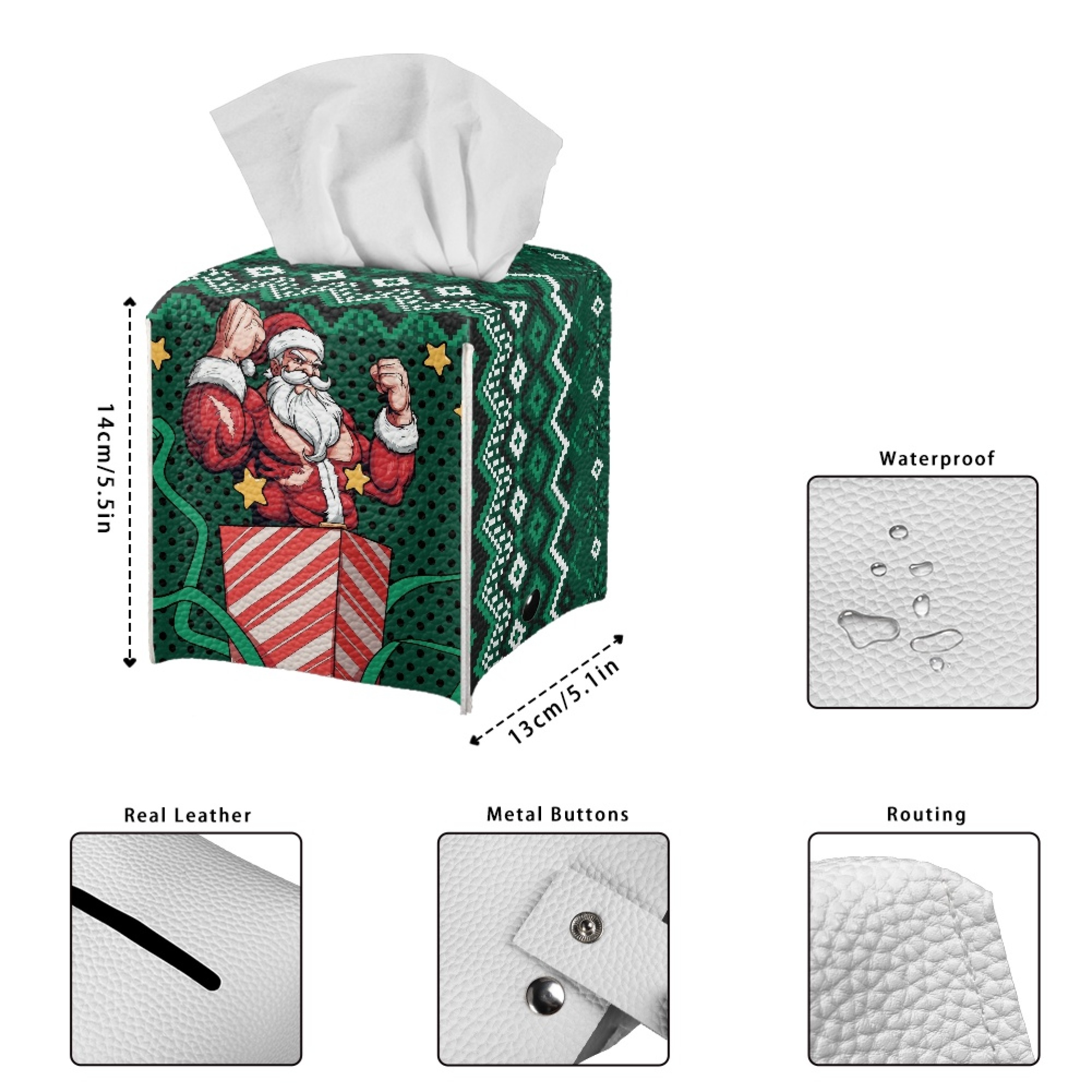 ZOCAVIA Christmas Themed Tissues Cube Box Cover, Square Tissue Box Holder