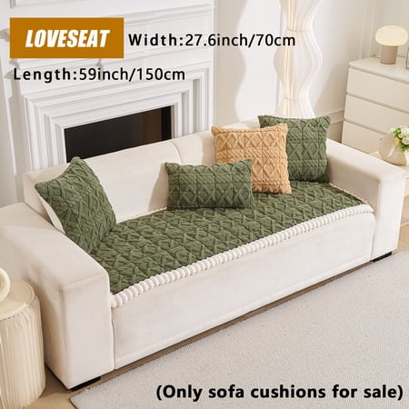 Sofa Couch Cover Plush Quilted Sectional Couch Cover 2 3 4 Seater Non Slip Soft Sofa Slipcover Furniture Protector Sofa Pad for Pets Kids Children Dog Cat ( Green)