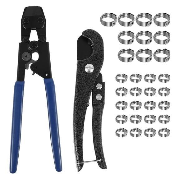 Ratchet Crimping Tool Heavy Duty Pipe Crimp Tool with Anti Slip Handle High Carbon Steel Ratchet Pipe Crimper with Shear for Crimping and Clamping