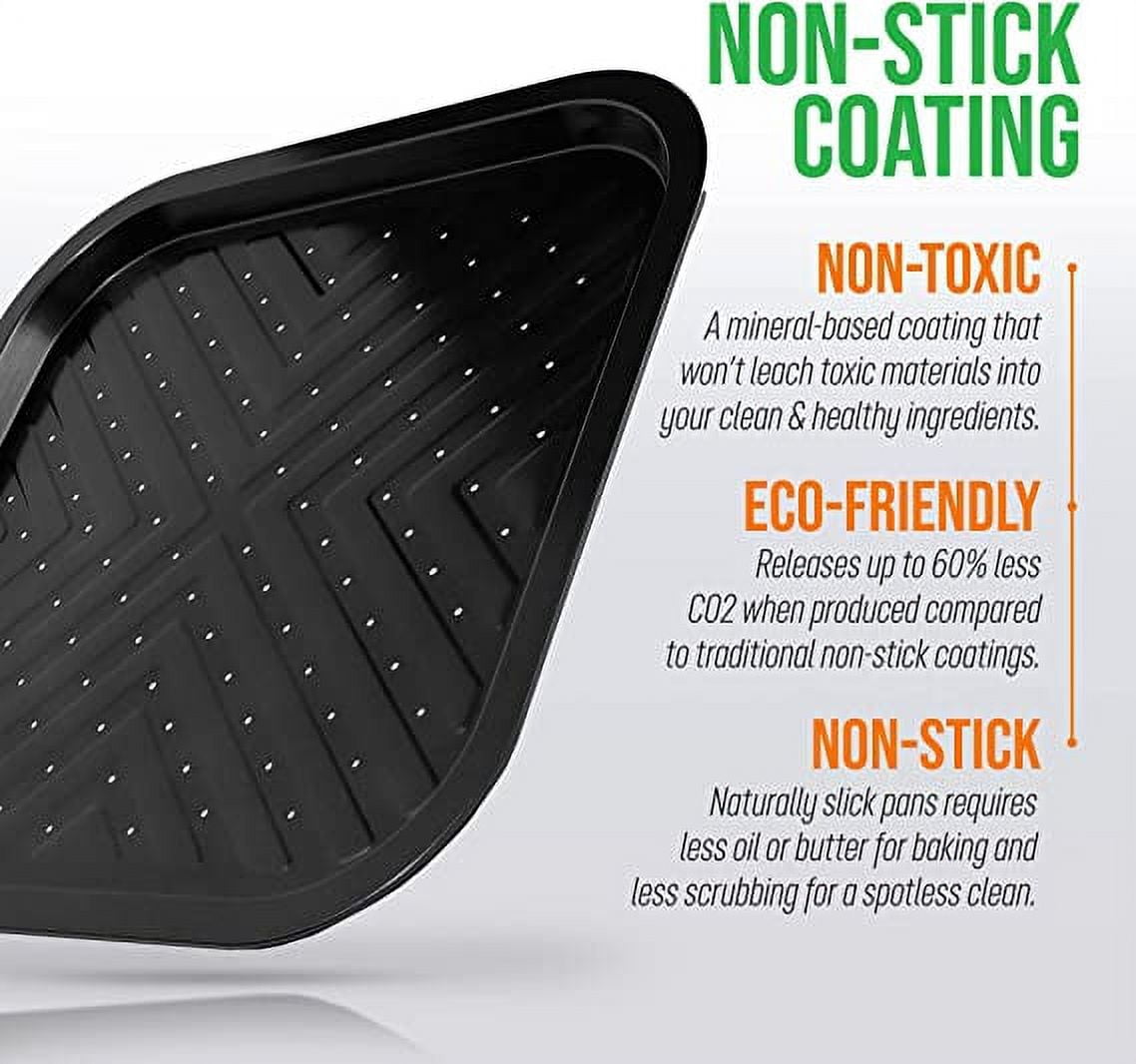 NutriChef Non-Stick Oven Crisper Pan, Deluxe Carbon Steel Bake Pan, Quality Metal Bakeware (Black)