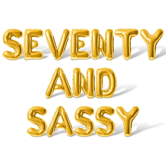 Letter Balloons - SEVENTY AND SASSY 16" Inch Alphabet Letters Foil Mylar Balloon 70th Birthday Party Banner (Gold)