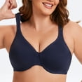 thumbnail image 5 of MELENECA Women's Minimizer Seamless Unlined Comfortable Plus Size Underwire Bra Navy Blue 46C, 5 of 6