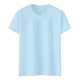 thumbnail image 4 of Pimfylm Women's Classic Versatile Daily Short Sleeved Solid Color Casual Round Neck Shirt Casual T Shirts Women Light Blue, XXL, 4 of 5