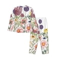 thumbnail image 2 of Kll Autumn Garden Print Women'S Long Sleeve Pajamas With Pants Sleepwear Loungewear 2 Set-Large, 2 of 9