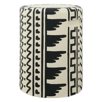 JONATHAN Y Yoli 18" MidCentury Modern Geometric Drum Garden Stool, Cream/Black