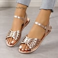 thumbnail image 7 of Viluyesy Womens Flat Sandals, New Style Ankle Buckle Wide Width Summer Casual Shoes Gold, 7 of 7