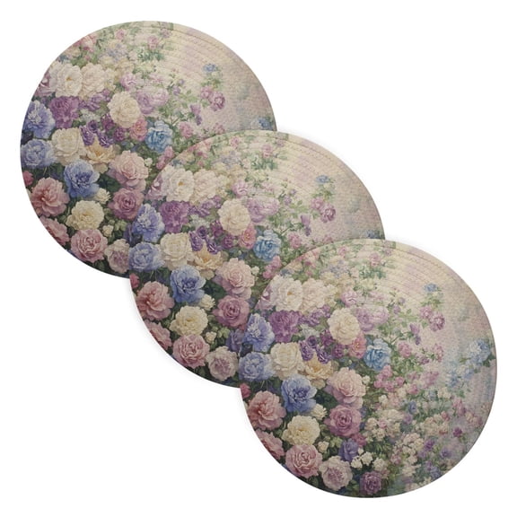 BZSMCE Mats for Pots,Pans Place Colorful Assortment Of Flowers Simple Style Pattern Pot Mats