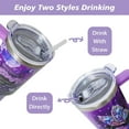 thumbnail image 5 of 40 oz Tumbler with Handle and Straw Lid, Purple Butterfly Insulated Cup, Double Vacuum Leak Proof Coffee Travel Mug, Flower Stainless Steel Water Bottle Gifts for Women Girls, 5 of 6